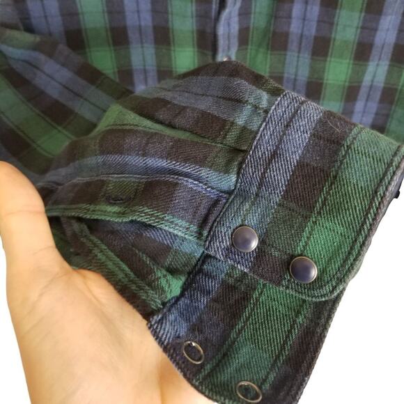 Lucky Brand Mens Western Flannel Shirt Tartan Plaid M Classic Fit Country Cowboy - Picture 4 of 8